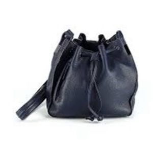 Time's Arrow Lida Blue Leather Mini  Bucket Draw String Shoulder Bag